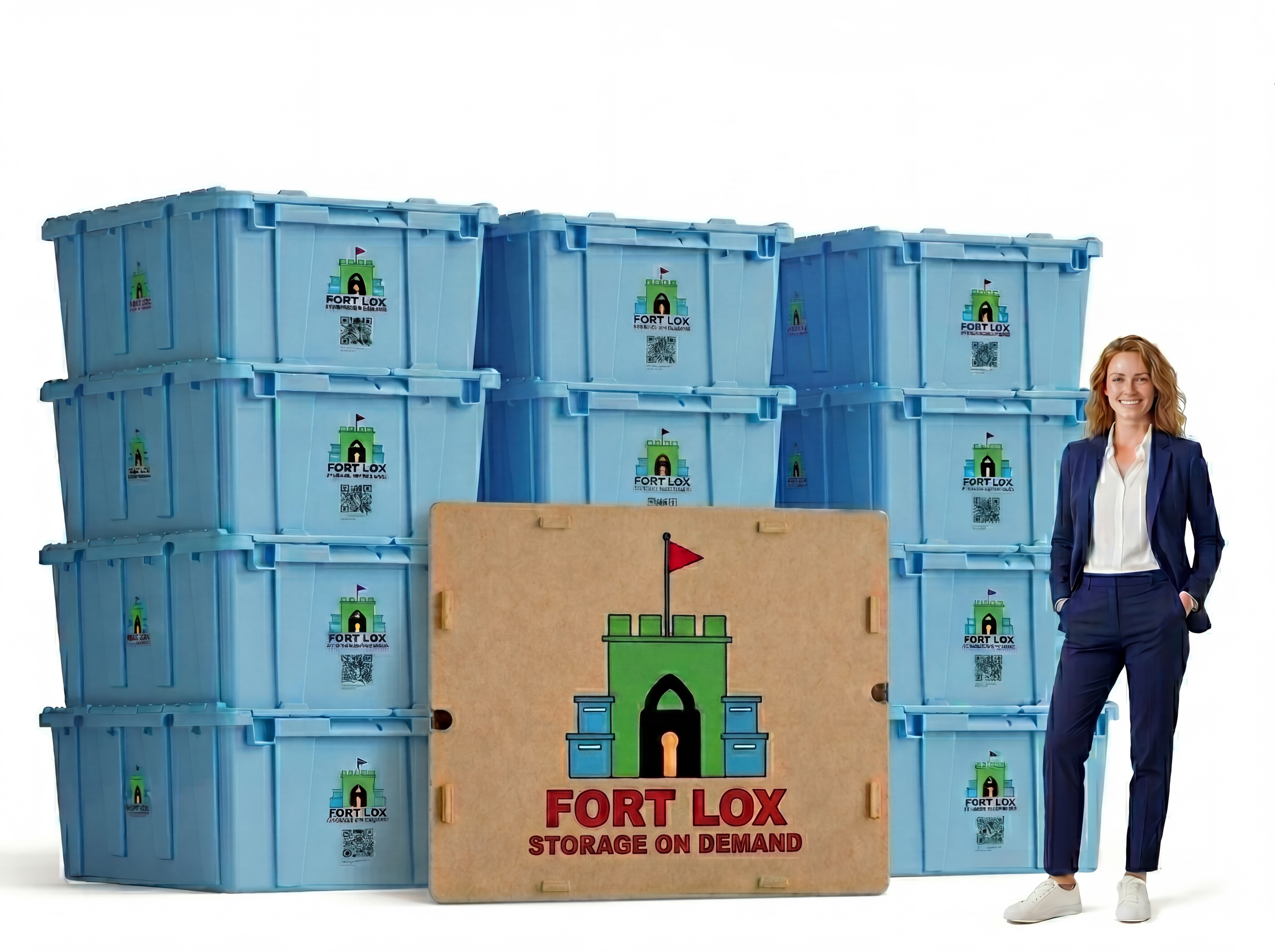 Twelve Fort Lox storage boxes